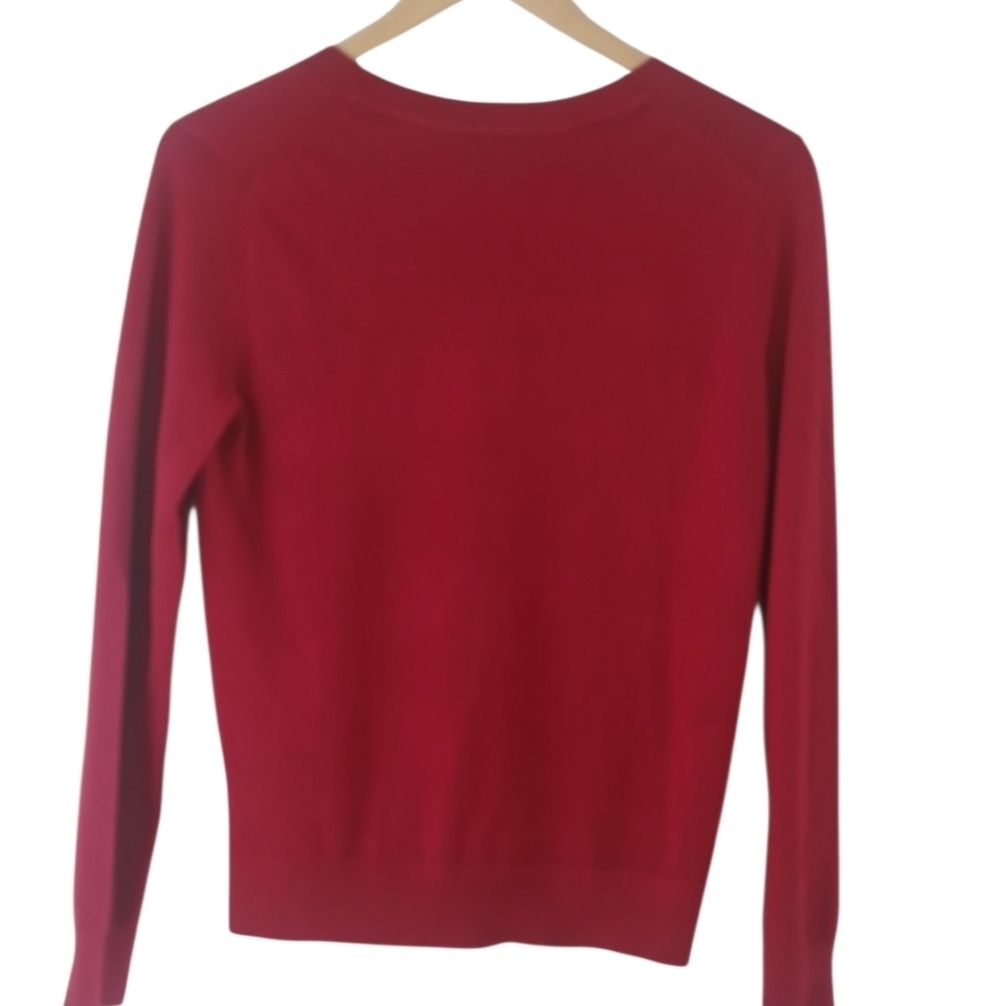 Tommy Hilfiger Red V-Neck Knit Pullover Classic Logo S/P - Picture 5 of 11